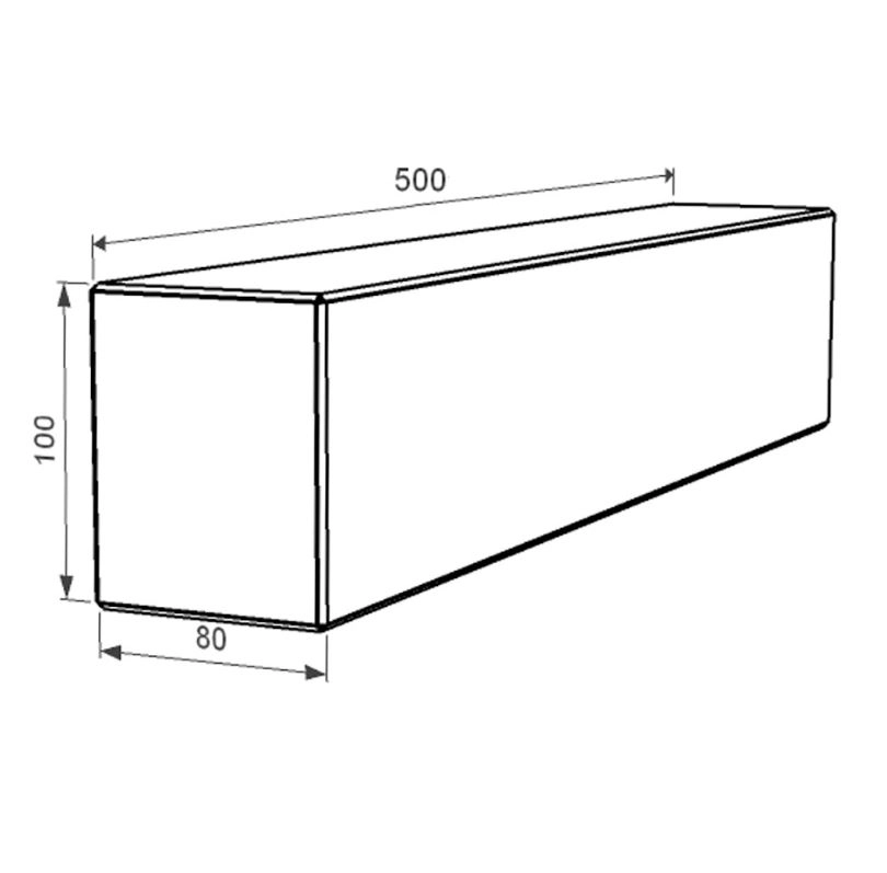 Розміри Брус для квітника та гробниці з Токівського граніту 500x100x80 лицьовий (тильний) з полірованими фасками br-tok-pf-50-10-08
