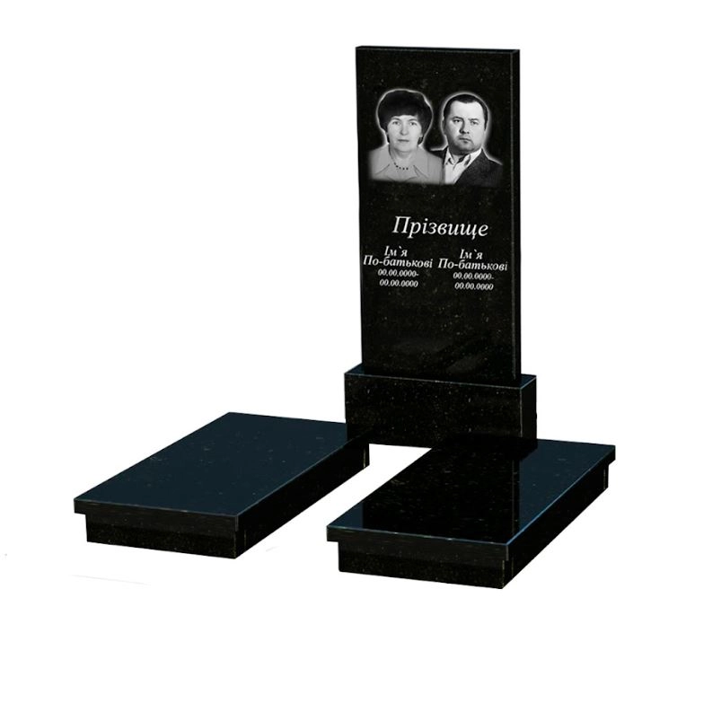 Основное Памятник из гранита стела 120х60 см двойной из черного гранита Коростышев без резных работ к19-kor-pf-120-60-08-001