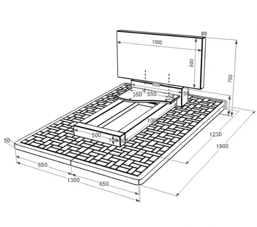 Размеры Гранитный памятник с цветником одинарный из черного гранита Коростышев с волной резной к3-kor-npf-50-100-08-001-pbd2