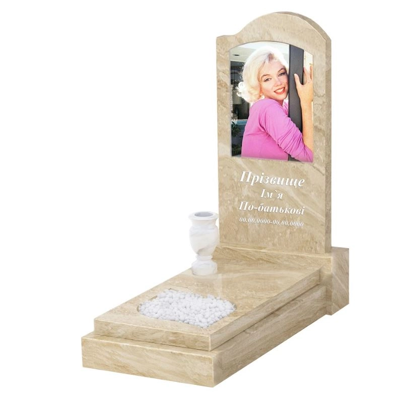 Основне Мармуровий пам'ятник з листом різьблена робота одинарний з мармуру Дайна к13-dan-pf-80-40-05-011-r