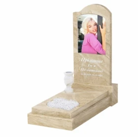 Мармуровий пам'ятник з листом різьблена робота одинарний з мармуру Дайна к13-dan-pf-80-40-05-011-r