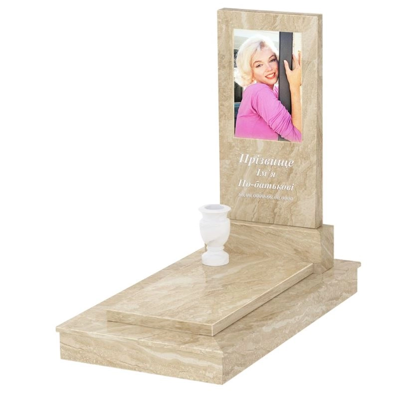 Основне Мармуровий пам'ятник без різьблених робіт одинарний з мармуру Дайна к7-dan-pf-100-50-08-001-ck