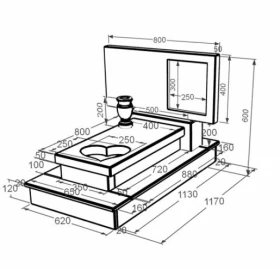 Розміри Мармуровий пам'ятник стела 40х80 см одинарний з білого мармуру Волокас з серцем різьблена робота к11-vol-pf-40-80-05-001-ck
