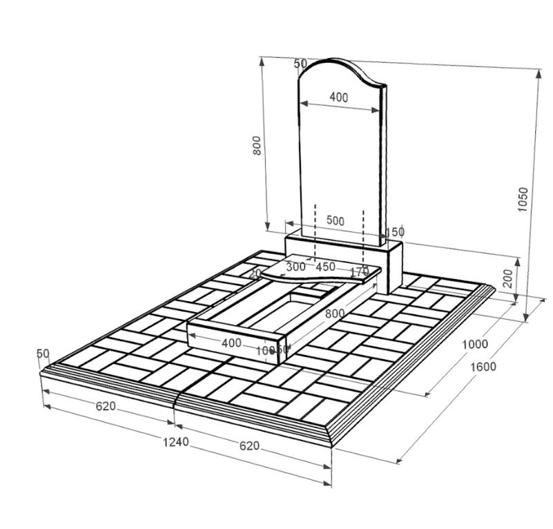 Розміри Надгробок із граніту юнакам одинарний із чорного граніту Коростишів з хвилею різьблений к3-kor-pf-80-40-05-011-l-pbd1