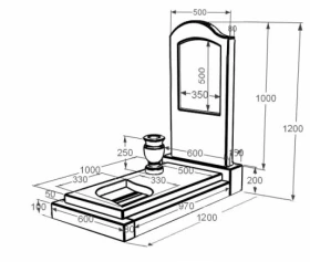 Розміри Мармуровий пам'ятник середнього розміру одинарний з мармуру Дайна з листом різьблена робота к13-dan-pf-100-50-08-011-l