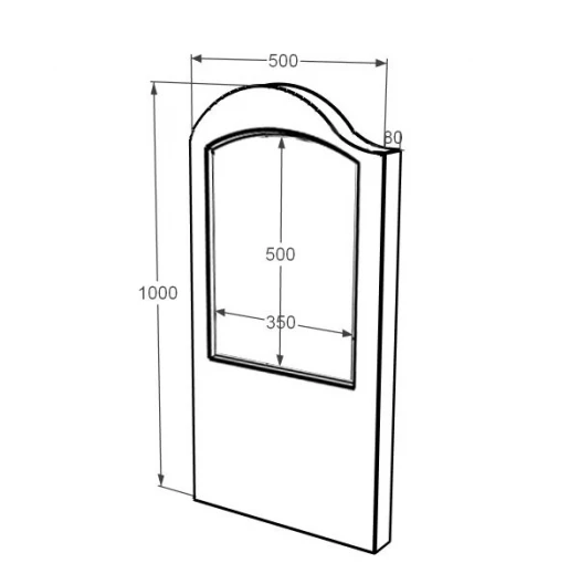 Размеры Стела памятника белого цвета 1000x500x80 вертикальная с полированными фасками из мрамора Волокас левая st-vol-pf-100-50-08-011-l