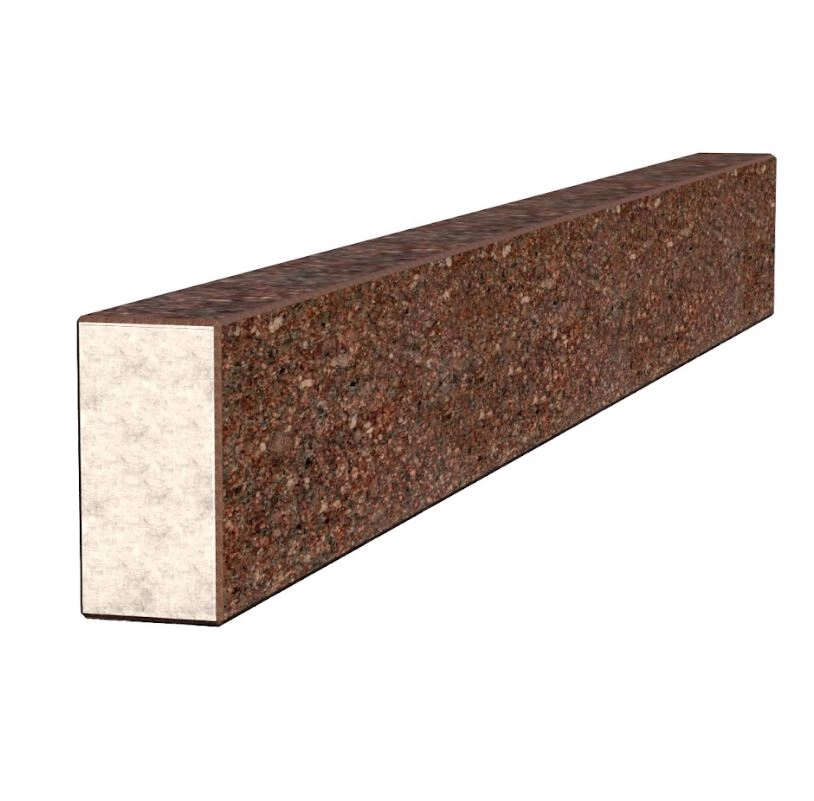 Основне Брус для квітника та гробниці коричневого кольору 1000x100x50 бічний з полірованими фасками з Токівського граніту br-tok-pf-100-10-05