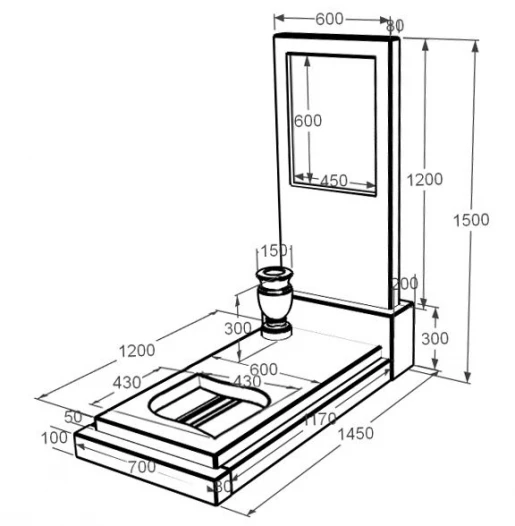 Размеры Мраморный памятник широкого размера одинарный из белого мрамора Волокас с листом резная работа к13-vol-pf-120-60-08-001