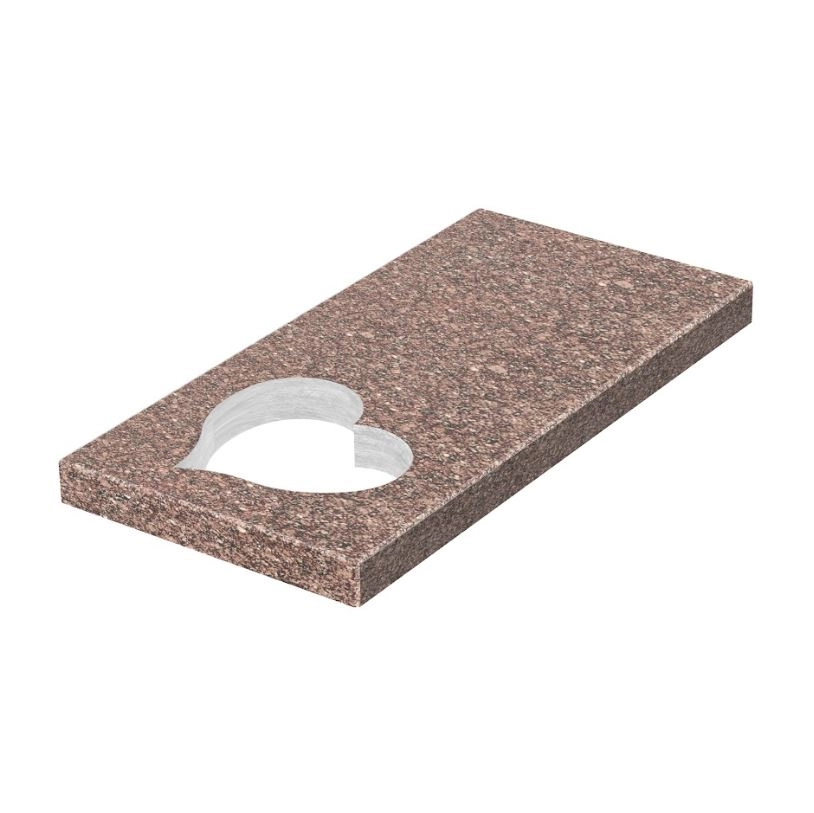 Основное Надгробная плита с сердцем резная работа 800x400x50 из Токовского гранита с полированными фасками Сердце правая pl-tok-pf-pt-80-40-05-SERCE-r