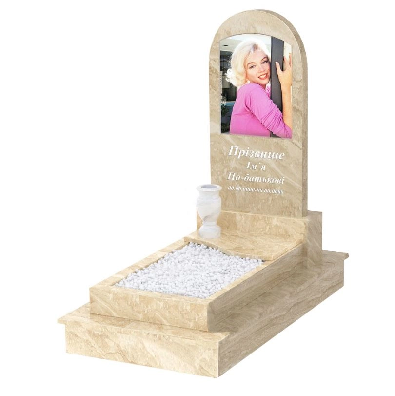 Основне Пам'ятник із мармуру жіночий одинарний з мармуру Дайна з полукруглою стелою к5-dan-pf-80-40-05-006-ck