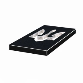 Надгробна плита (замість квітника) шириною 40 см з граніту плита Тризуб із неполірованими фасками Букинського кар'єру pl-buk-npf-pt-80-40-05-TRIZUB