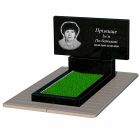 Гранітний пам'ятник горизонтальний одинарний із чорного граніту Коростишів без різьблених робіт к2-kor-pf-60-120-08-001-pbd3