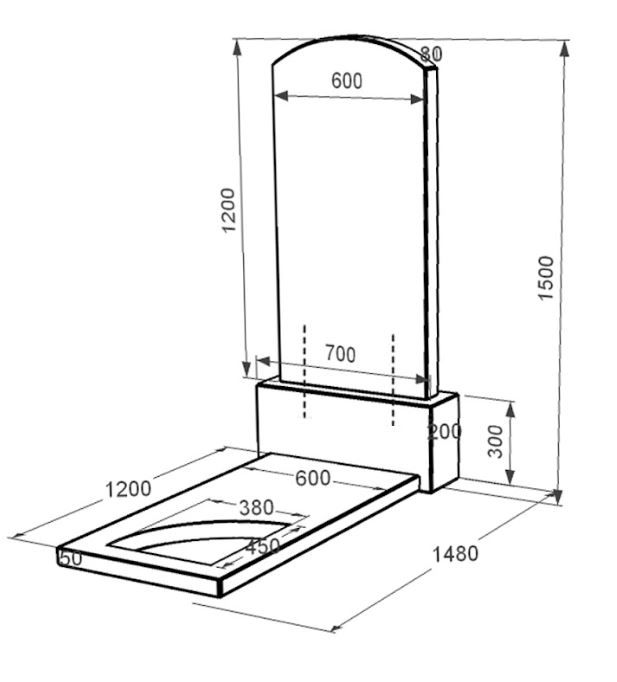 Размеры Памятник из гранита отцу одинарный из черного гранита Коростышев с вырезанным уголком к9-kor-npf-120-60-08-009