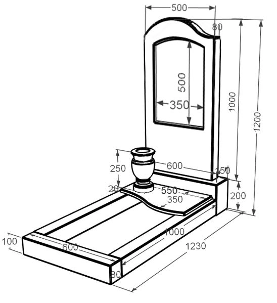 Розміри Пам'ятник із мармуру від виробника Україна одинарний з білого мармуру Волокас з хвилею різьблений к5-vol-pf-100-50-08-011-l