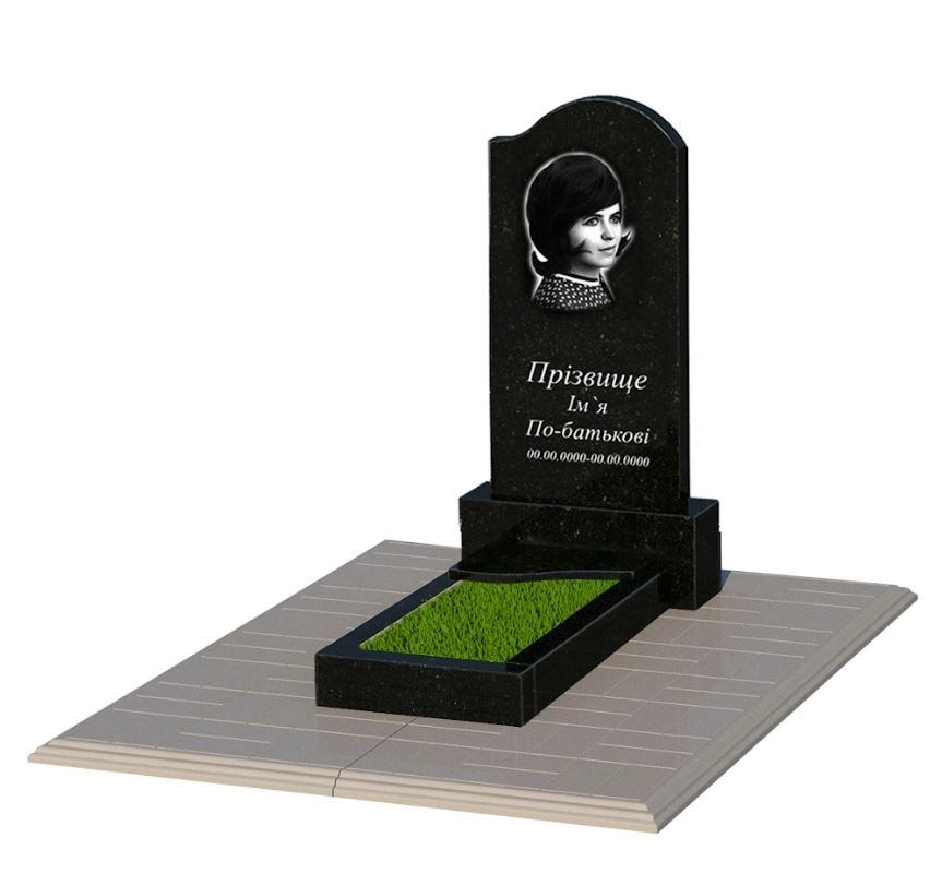 Основное Памятник из гранита стела  80x40 см одинарный из черного гранита Коростышев с волной резной к4-kor-pf-80-40-05-011-r-pbd1