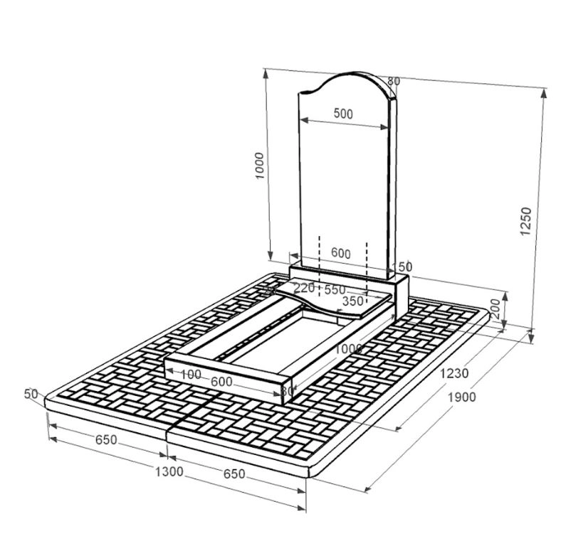 Розміри Гранітний пам'ятник стела 100х50 см одинарний із чорного граніту Коростишів з хвилею різьблений к5-kor-npf-100-50-08-011-r-pbd2