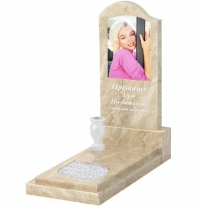 Мармуровий пам'ятник з формою хвилі одинарний з мармуру Дайна к13-dan-pf-120-60-08-011-l