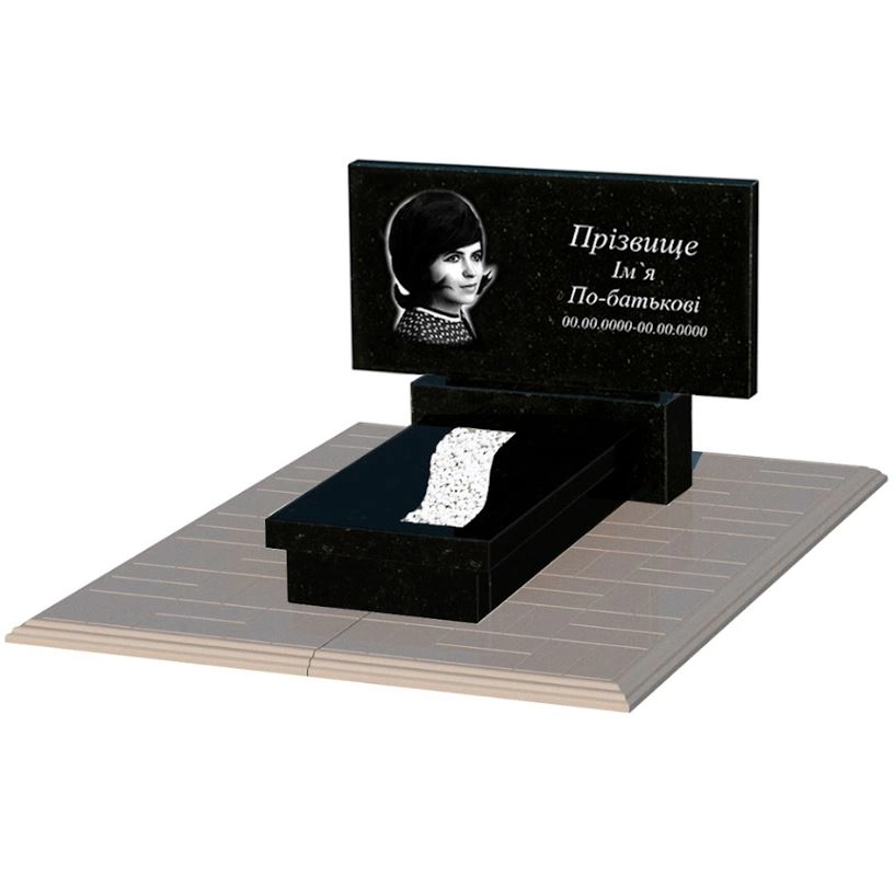 Основне Гранітний пам'ятник з вирізаною смугою одинарний із чорного граніту Коростишів к23-kor-pf-40-80-08-001-pbd1