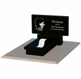 Гранітний пам'ятник з вирізаною смугою одинарний із чорного граніту Коростишів к23-kor-pf-40-80-08-001-pbd1