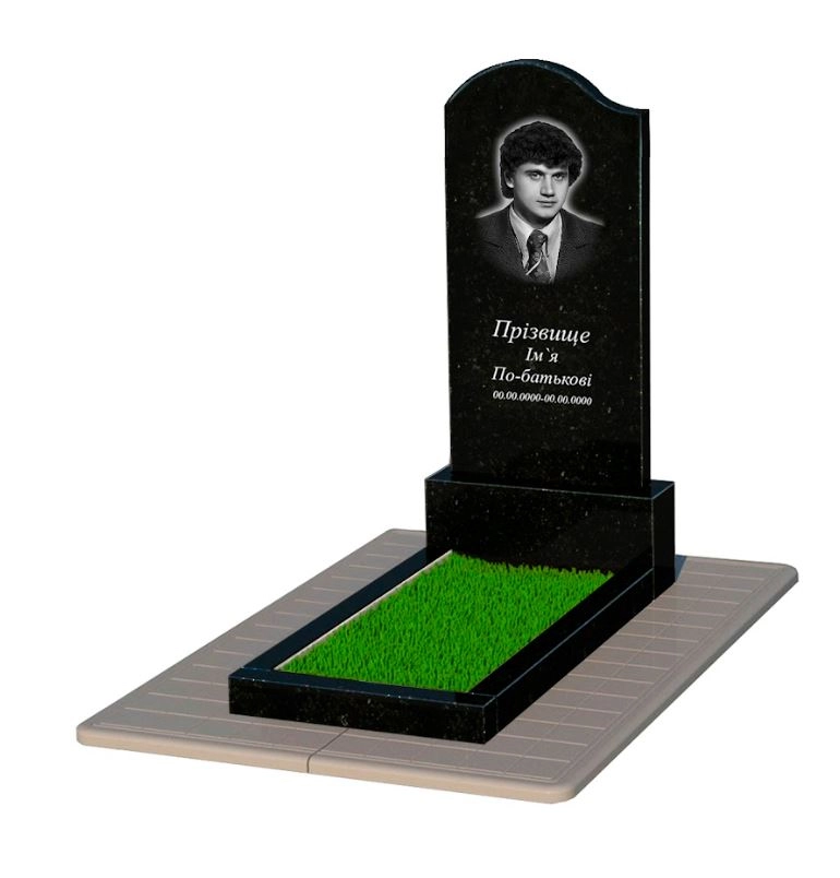 Основне Гранітний пам'ятник висотою 150 см одинарний із чорного граніту Коростишів з хвилею різьблений к2-kor-pf-120-60-08-011-l-pbd3