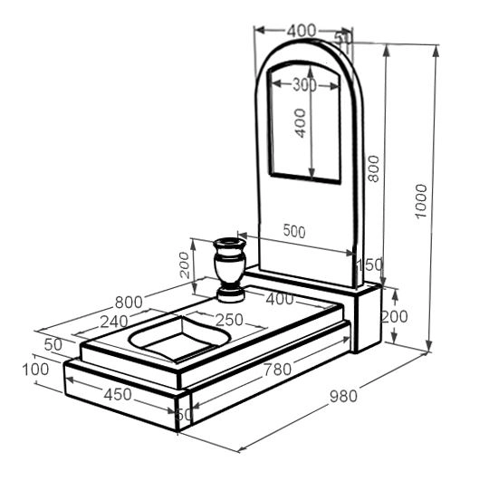 Розміри Мармуровий пам'ятник маленького розміру одинарний з білого мармуру Волокас з листом різьблена робота з полукруглою стелою к13-vol-pf-80-40-05-006
