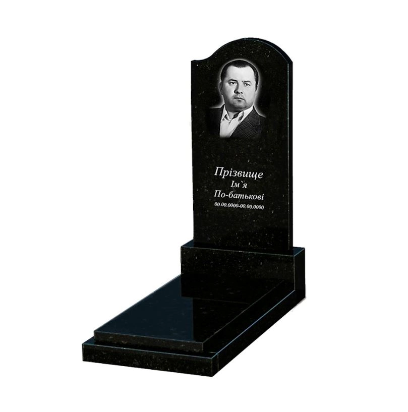 Основное Памятник из гранита на могилу одинарный из черного гранита Коростышев с волной резной к12-kor-pf-120-60-08-011-r