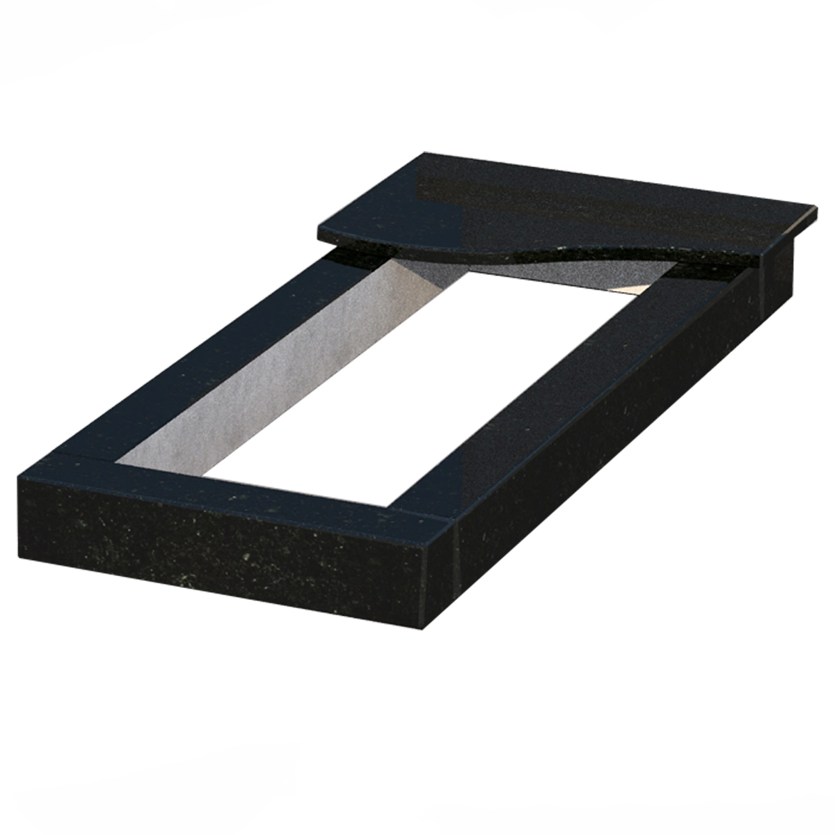 Основне Квітник на могилу з плитою з напуском 1160x500x100 з граніту серія Базіс з полірованими фасками Коростишівського кар'єру cv-kor-pf-1160-500-4-volna-1-np