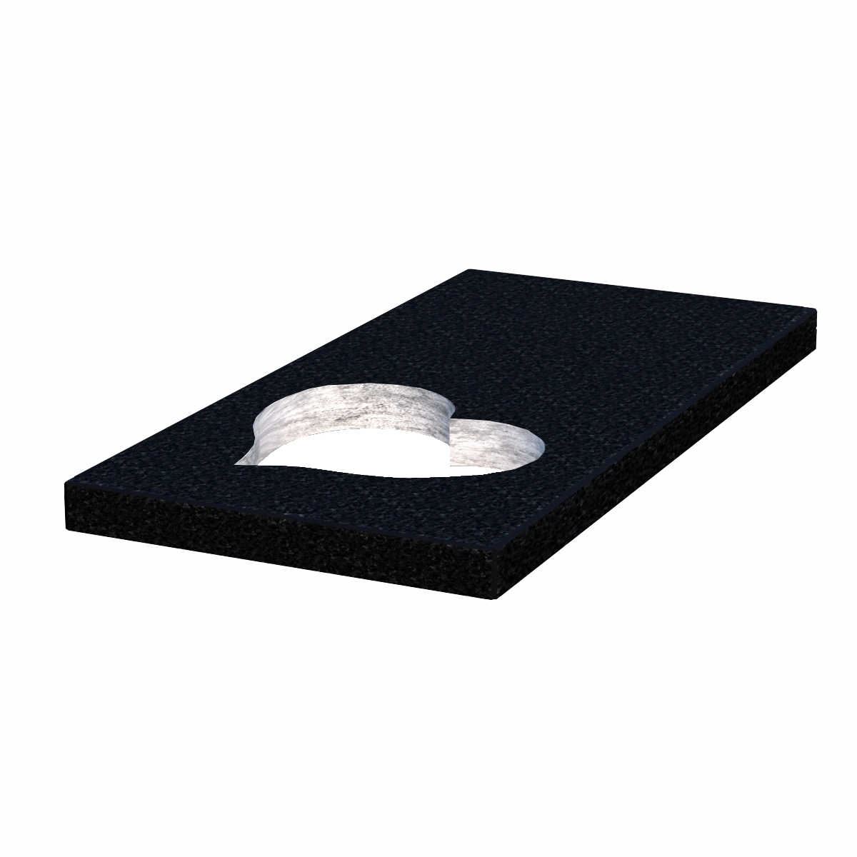 Основное Надгробная плита вместо цветника толщиной 5 см  из гранита серия Сердце с полированными фасками Букинского карьера правые pl-buk-pf-pt-80-40-05-SERCE-r