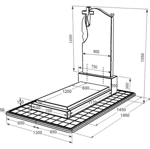Размеры Гранитный памятник мужской одинарный из черного гранита Коростышев с крестом и плащаницей резной к12-kor-pf-120-60-08-142-pbd3