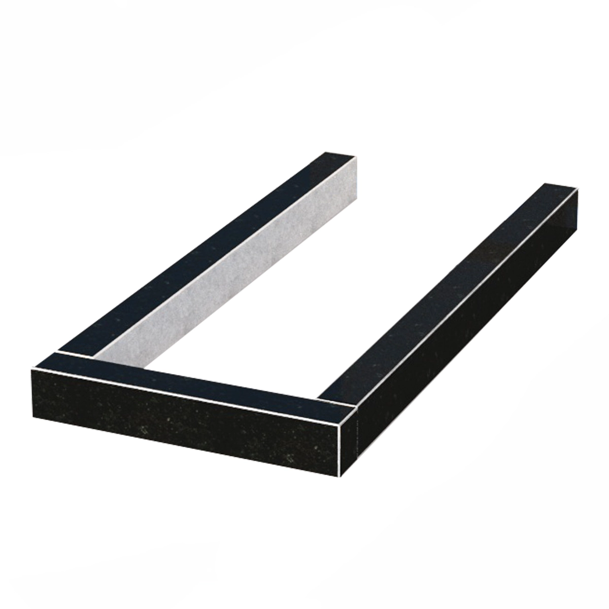 Основне Квітник на могилу широкого розміру 1280x600x100 з граніту серія Базіс із неполірованими фасками Коростишівського кар'єру cv-kor-npf-1280-600-Bazys