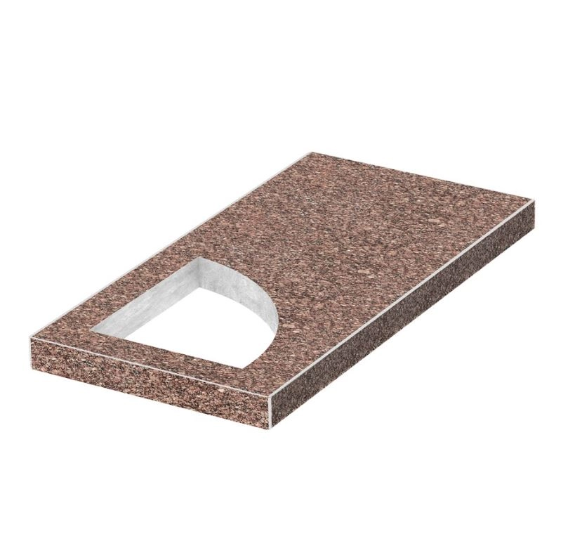 Основне Надгробна плита з вирізаним куточком 800x400x50 з Токівського граніту із неполірованими фасками Куточок ліва pl-tok-npf-pt-80-40-05-KUT-l