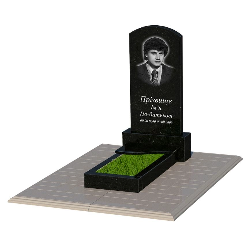 Основне Гранітний пам'ятник з хвилею різьблений одинарний із чорного граніту Коростишів к3-kor-pf-80-40-05-009-l-pbd1