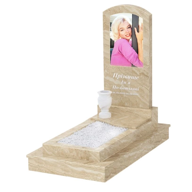 Основне Пам'ятник з мармуру дугоподібний з мармуру Дайна з різьбленою дугою к5-dan-pf-100-50-08-009-ck