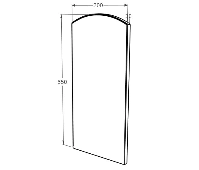 Размеры Пластина вставка на памятник для портрета и надписей элитная 300x650x20 дугообразная с Ивано-Долинского карьера ptk-baz-pf-pt-65-30-02-009