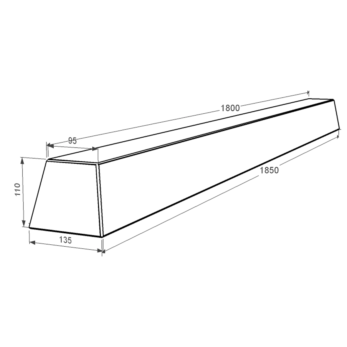 Розміри Балка під пам'ятник на могилу з бетону 1850x110x135 pm-185-11-14