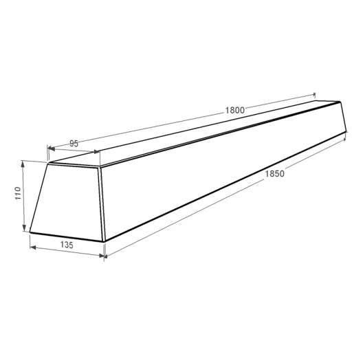 Розміри Балка під пам'ятник на могилу з бетону 1850x110x135 pm-185-11-14