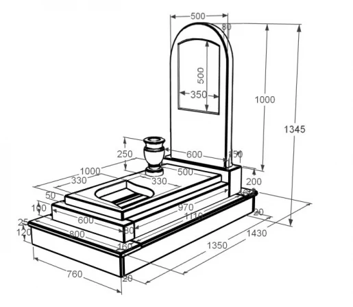 Размеры Мраморное надгробие с одним надгробием из мрамора Дайна с листом резная работа к13-dan-pf-100-50-08-006-ck