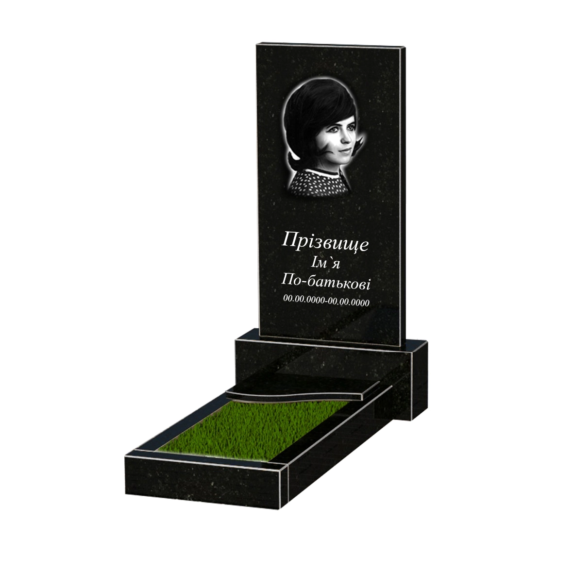 Основное Памятник на кладбище из гранита 100 см высотой одинарный левый серия Базис 001 из черного гранита Коростышевского карьера к4-kor-npf-80-40-05-001-l