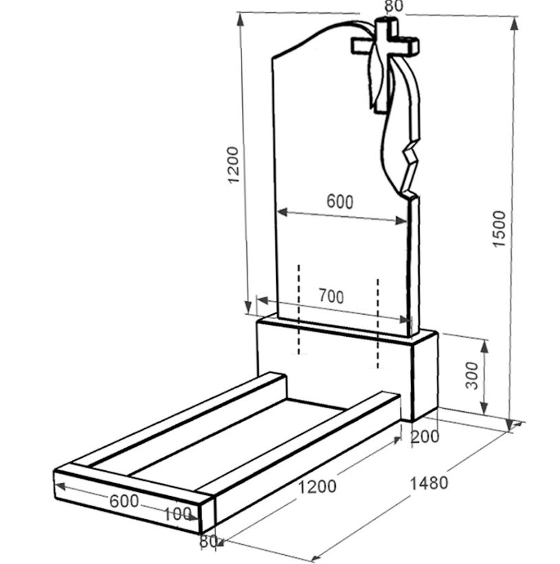 Размеры Гранитный памятник высотой 150 см одинарный из черного гранита Коростышев с крестом и плащаницей резной к1-kor-npf-120-60-08-142-r