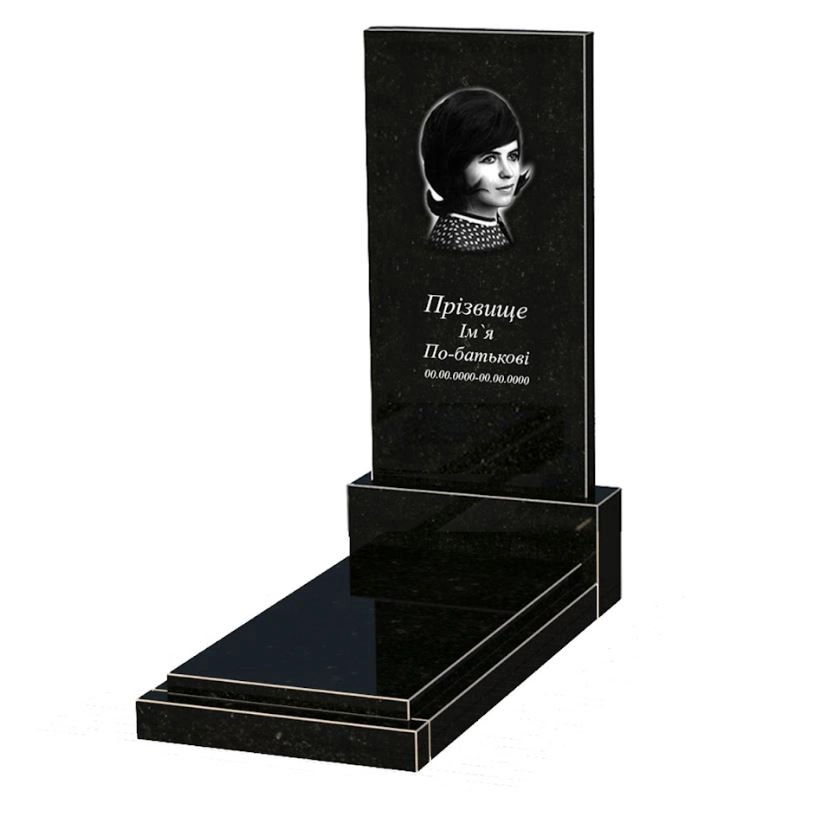 Основне Пам'ятник із граніту висотою 150 см одинарний із чорного граніту Коростишів без різьблених робіт к12-kor-npf-120-60-08-001