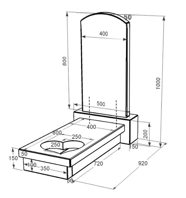 Розміри Гранітний пам'ятник стела 80x40 см одинарний із чорного граніту Коростишів з серцем різьблена робота к11-kor-npf-80-40-05-009