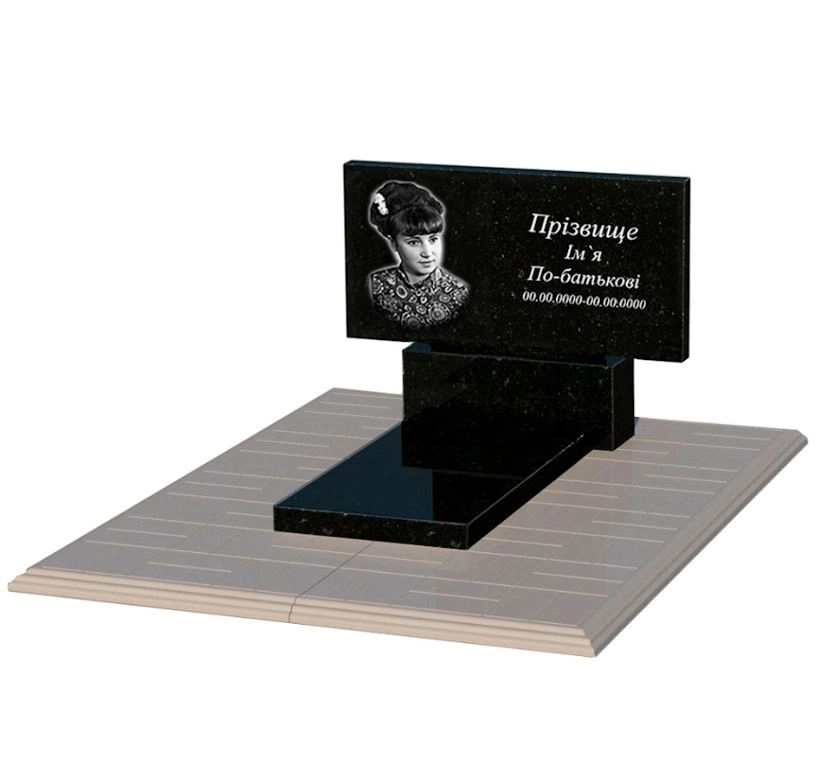 Основне Гранітний пам'ятник без різьблених робіт одинарний із чорного граніту Коростишів к7-kor-pf-40-80-05-001-pbd1