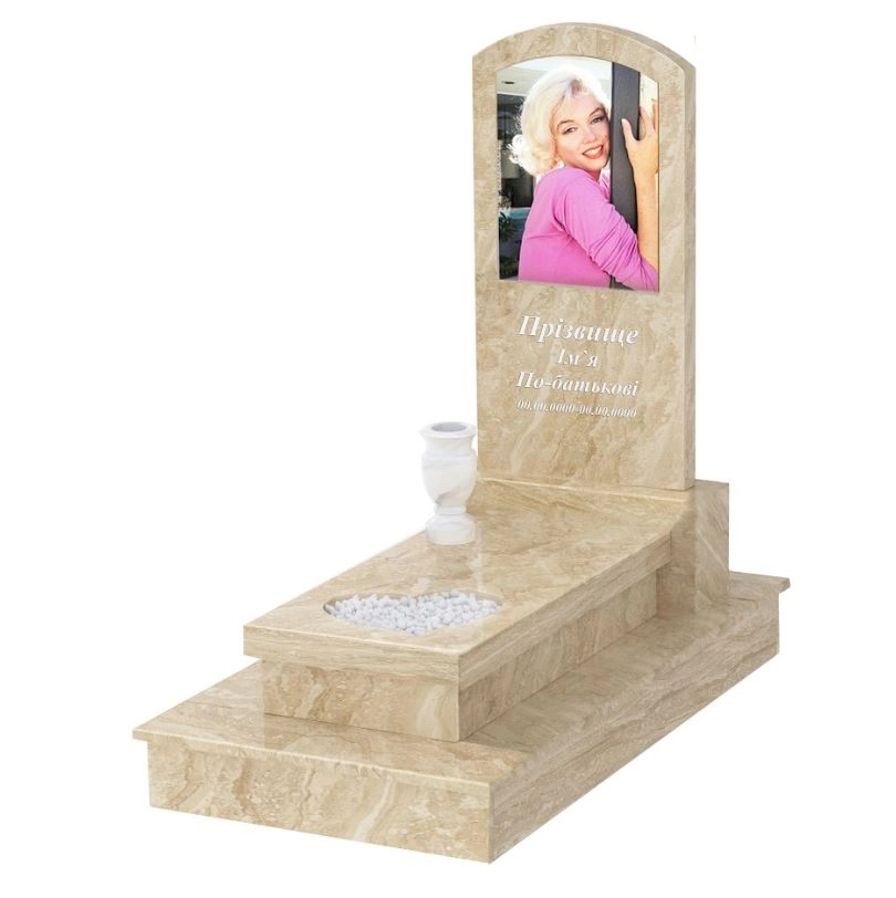 Основне Дугоподібний мармуровий пам'ятник одинарний з мармуру Дайна з серцем різьблена робота11-dan-pf-80-40-05-009-ck