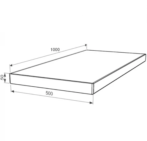 Розміри Надгробна плита коричнева 1000x500x50 з Токівського граніту із неполірованими фасками серія Базіс pl-tok-npf-npt-100-50-05