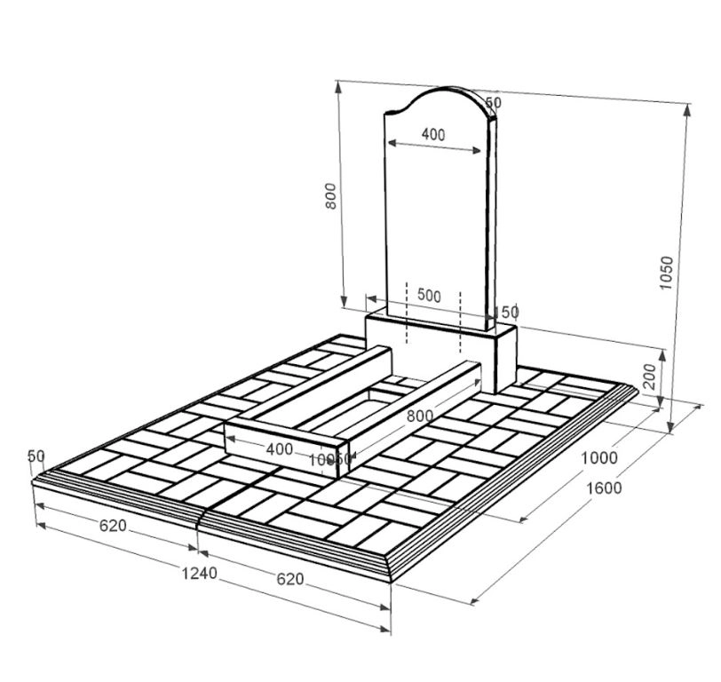 Размеры Гранитный памятник фигурной формы одинарный из черного гранита Коростышев с волной резной к1-kor-npf-80-40-05-011-r-pbd1