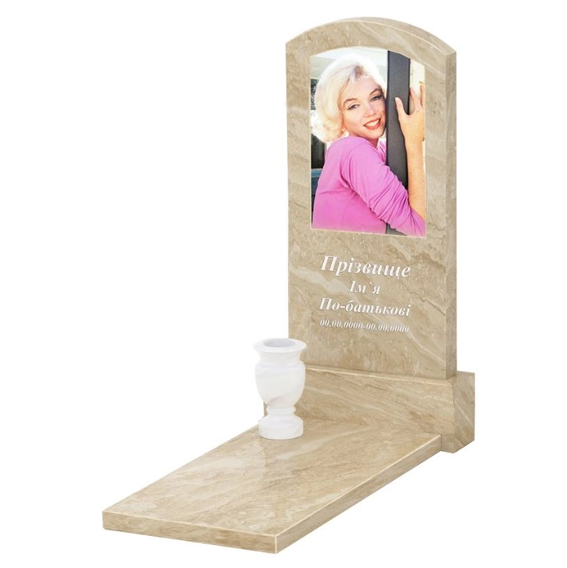 Основне Надгробок з мармуру з дугою різьблений одинарний з мармуру Дайна к7-dan-pf-100-50-08-009