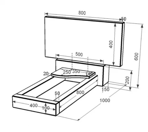Розміри Пам'ятник із граніту висотою 60 см одинарний із чорного граніту Коростишів з хвилею різьблений к4-kor-pf-40-80-05-001-l