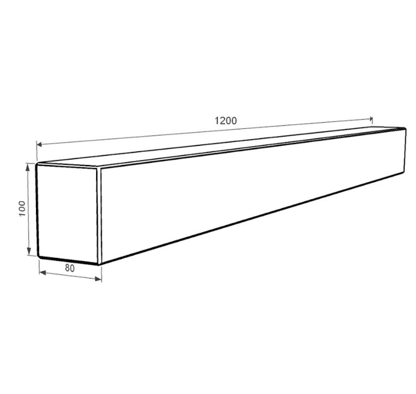 Размеры Брус для цветника и гробницы боковой 1200x100x80 из мрамора с полированными фасками из мрамора Волокас br-vol-pf-120-10-08