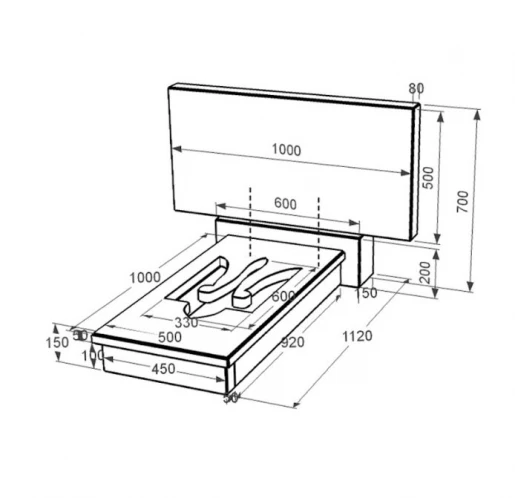Розміри Гранітний пам'ятник з Тризубом вирізаним одинарний із чорного граніту Коростишів к8-kor-npf-50-100-08-001