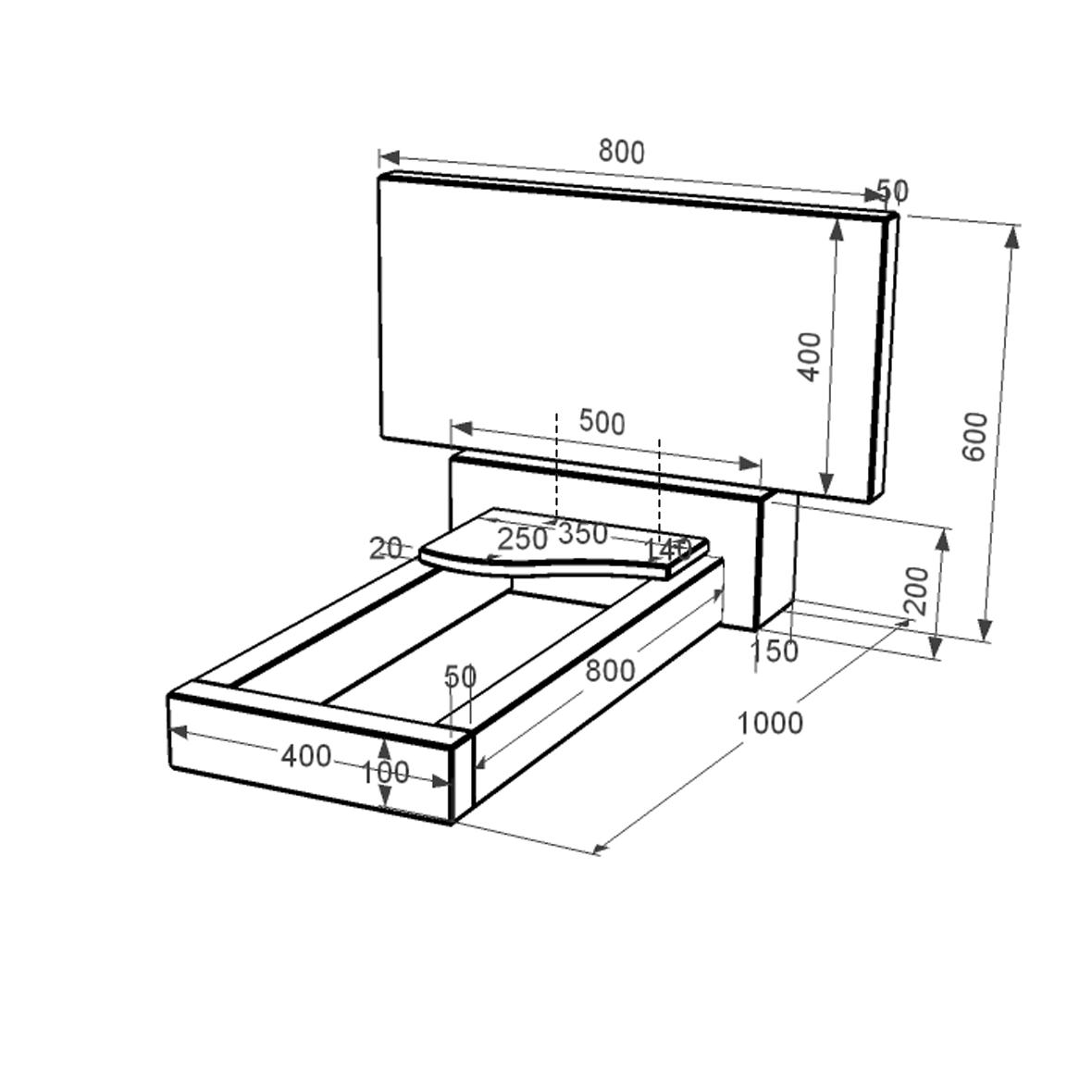 Розміри Пам'ятник із граніту 60 см висотою одинарний із чорного граніту Коростишів з хвилею різьблений к4-kor-npf-40-80-05-001